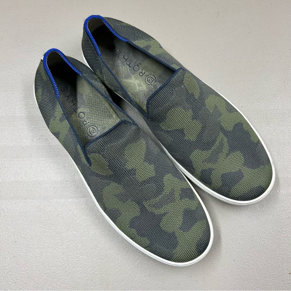 Rothys Sneakers Slip On Shoe Camo Camouflage Green Low Top Womens Size 12